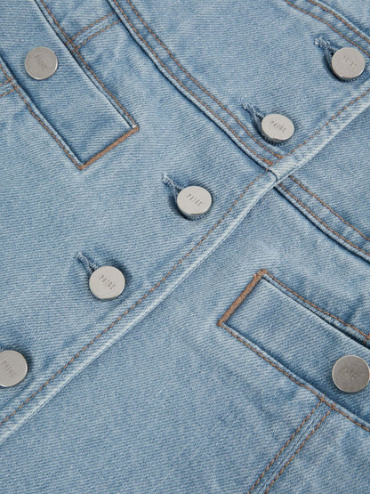 Paige Denim Button-Through Mini Dress in Jocelyn Blue | Reiss Women Featured
