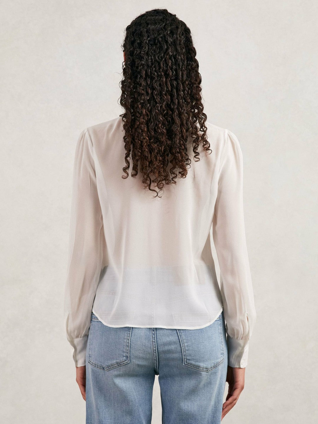 Paige Silk Georgette Ruffle Trim Shirt in White | Reiss Women Premium