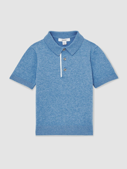 13-14 yrs Contrast Placket Polo Shirt With Cotton in Blue | Reiss Children & Baby Recommended