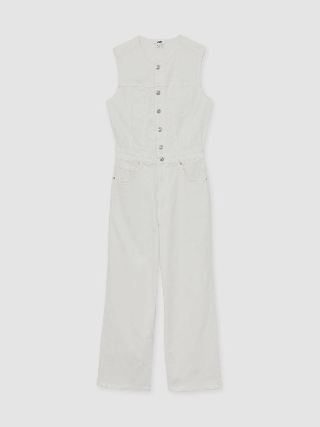Paige Denim Straight Leg Jumpsuit in Ecru | Reiss Women Trending