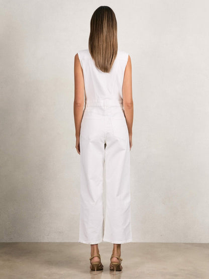 Paige Denim Straight Leg Jumpsuit in Ecru | Reiss Women Trending
