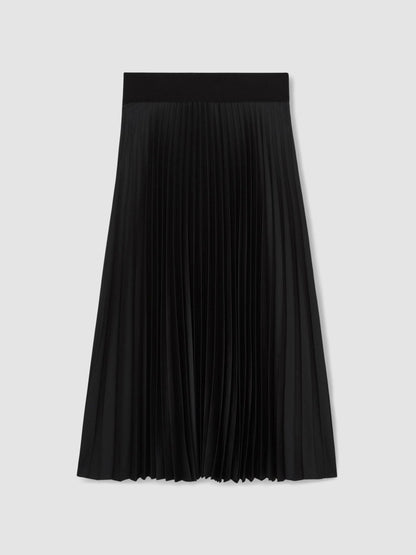 Pleated Midi Skirt in Black | Reiss Women Signature