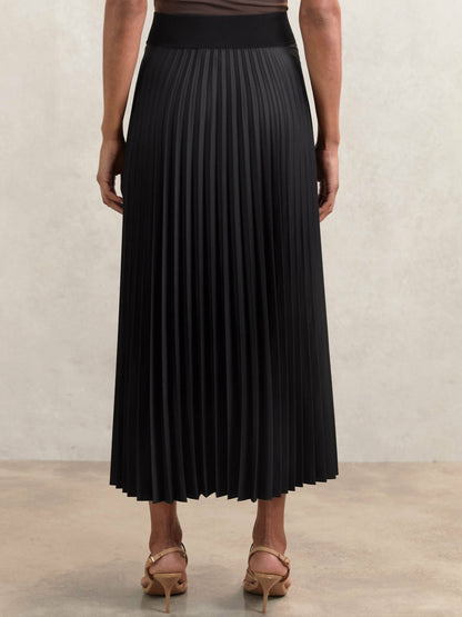 Pleated Midi Skirt in Black | Reiss Women Signature