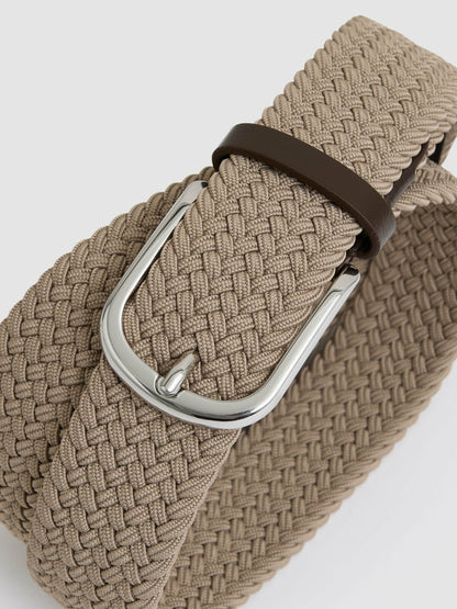 Basket Weave Belt in Stone | Reiss Men Popular