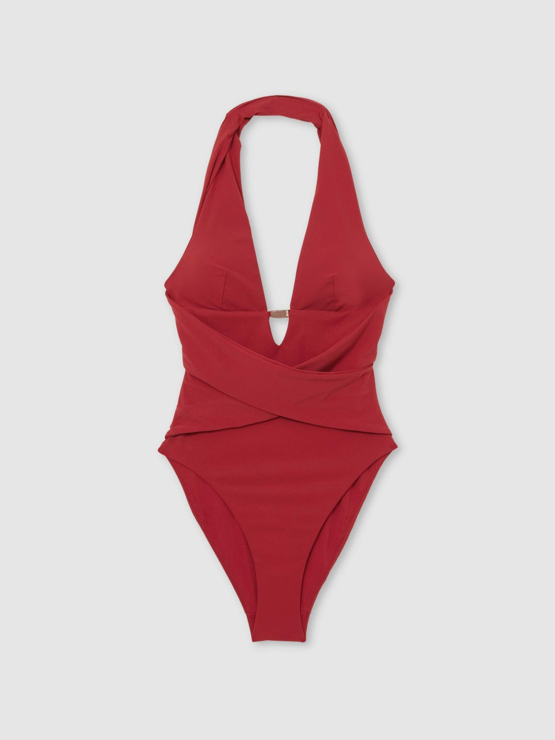 Plunge Halterneck Swimsuit in Dark Red | Reiss Women Featured