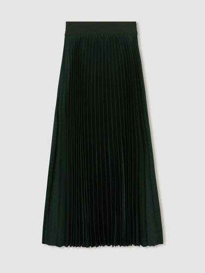 Pleated Midi Skirt in Dark Green | Reiss Women Featured