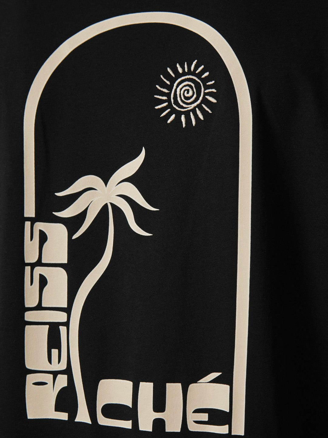 | Ché Cotton Palm-Print T-Shirt in Black | Reiss Men Signature