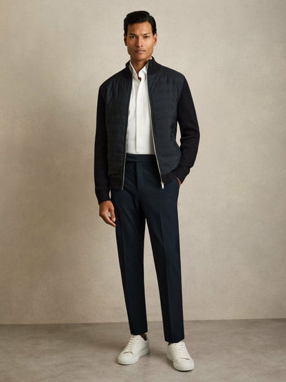 Slim-Fit Internal-Drawstring Trousers in Navy | Reiss Men Trending