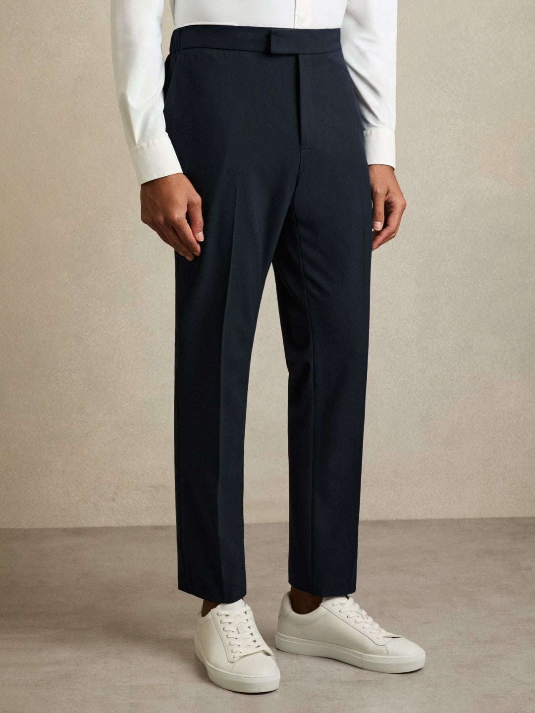 Slim-Fit Internal-Drawstring Trousers in Navy | Reiss Men Trending