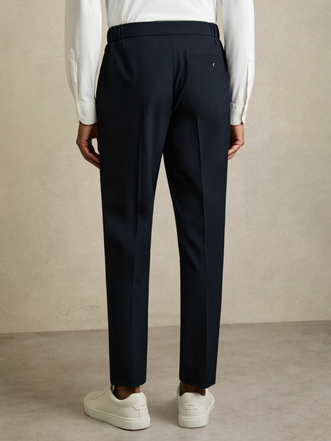 Slim-Fit Internal-Drawstring Trousers in Navy | Reiss Men Trending