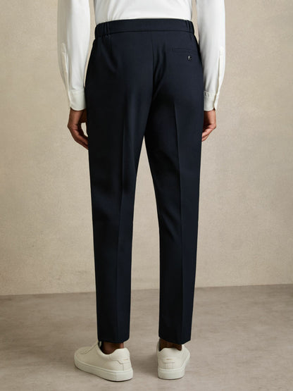 Slim-Fit Internal-Drawstring Trousers in Navy | Reiss Men Trending