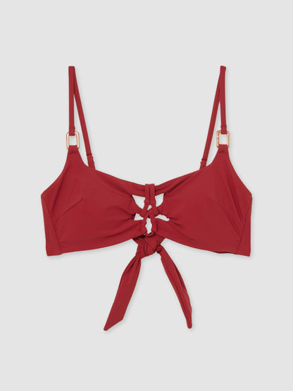 Cut-Out Detail Bikini Top in Dark Red | Reiss Women Popular