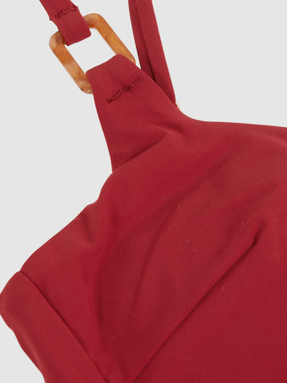 Cut-Out Detail Bikini Top in Dark Red | Reiss Women Popular