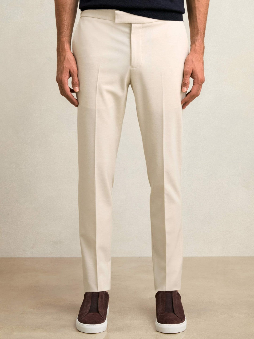 Slim-Fit Internal-Drawstring Trousers in Stone | Reiss Men Exclusive