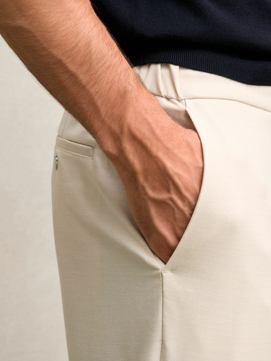 Slim-Fit Internal-Drawstring Trousers in Stone | Reiss Men Exclusive