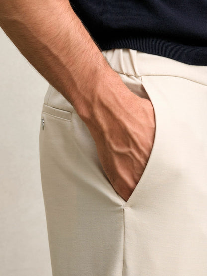 Slim-Fit Internal-Drawstring Trousers in Stone | Reiss Men Exclusive