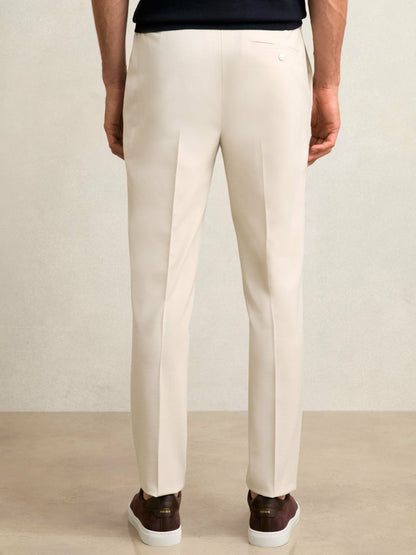Slim-Fit Internal-Drawstring Trousers in Stone | Reiss Men Exclusive