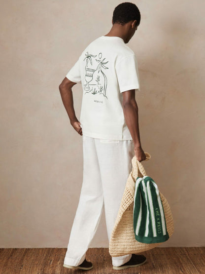 | Ché Cotton Palm-Tree T-Shirt in White | Reiss Men Signature