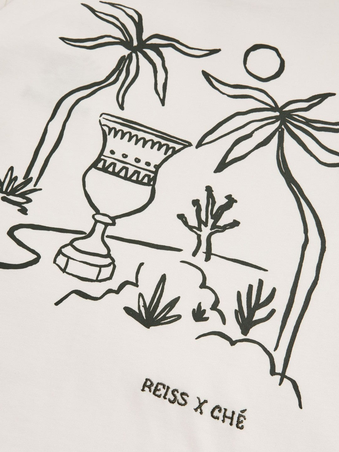 | Ché Cotton Palm-Tree T-Shirt in White | Reiss Men Signature