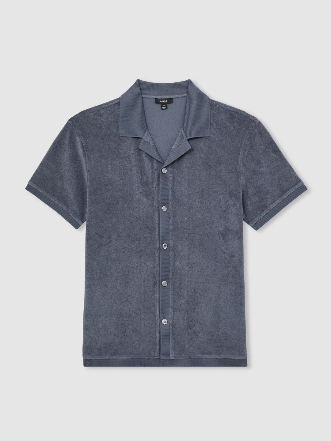 Cotton Blend Towelling Shirt in Airforce Blue | Reiss Men Best Seller