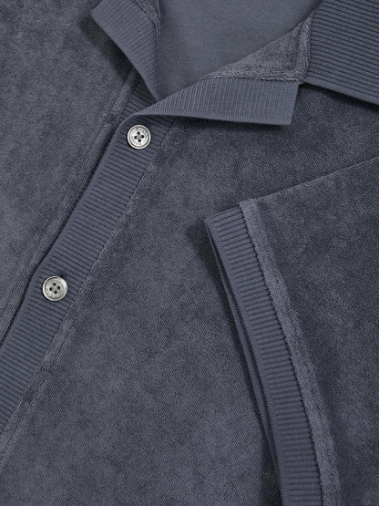 Cotton Blend Towelling Shirt in Airforce Blue | Reiss Men Best Seller