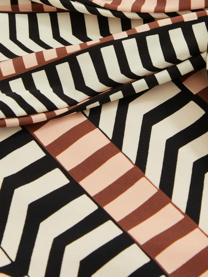 Chevron Stripe Plunge Swimsuit in Black/Brown | Reiss Women Premium