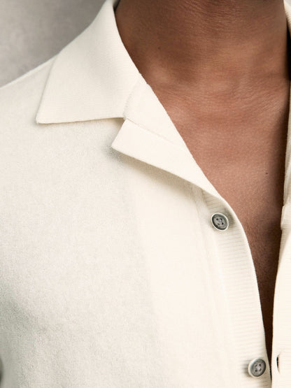 Cotton Blend Towelling Shirt in White | Reiss Men Exclusive