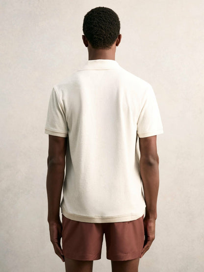 Cotton Blend Towelling Shirt in White | Reiss Men Exclusive