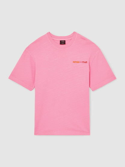 | Ché Cotton-Linen Sunset T-Shirt in Pink | Reiss Men Signature