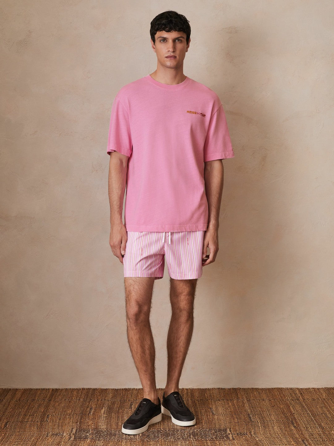 | Ché Cotton-Linen Sunset T-Shirt in Pink | Reiss Men Signature