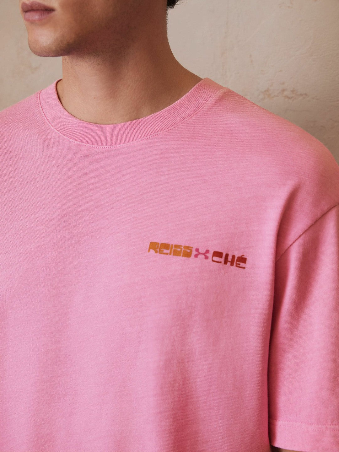 | Ché Cotton-Linen Sunset T-Shirt in Pink | Reiss Men Signature
