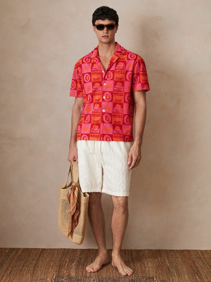 | Ché Sunset Towelling Shirt in Pink | Reiss Men Featured