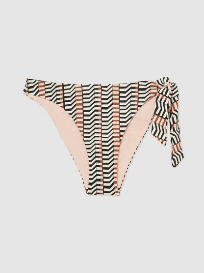 Chevron-Stripe Bikini Bottoms in Black/Brown | Reiss Women Exclusive