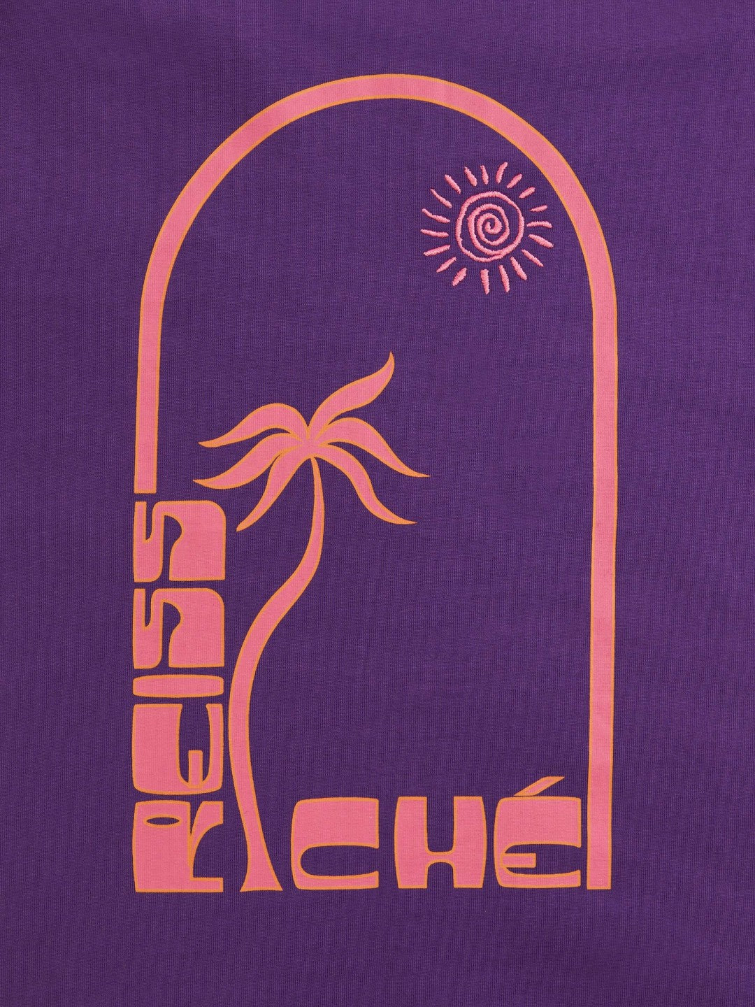 | Ché Cotton Palm-Print T-Shirt in Purple | Reiss Men Exclusive