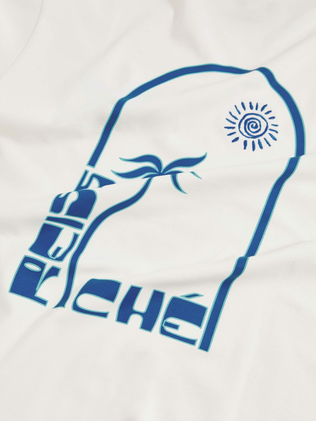 | Ché Cotton Palm-Print T-Shirt in White | Reiss Men Premium