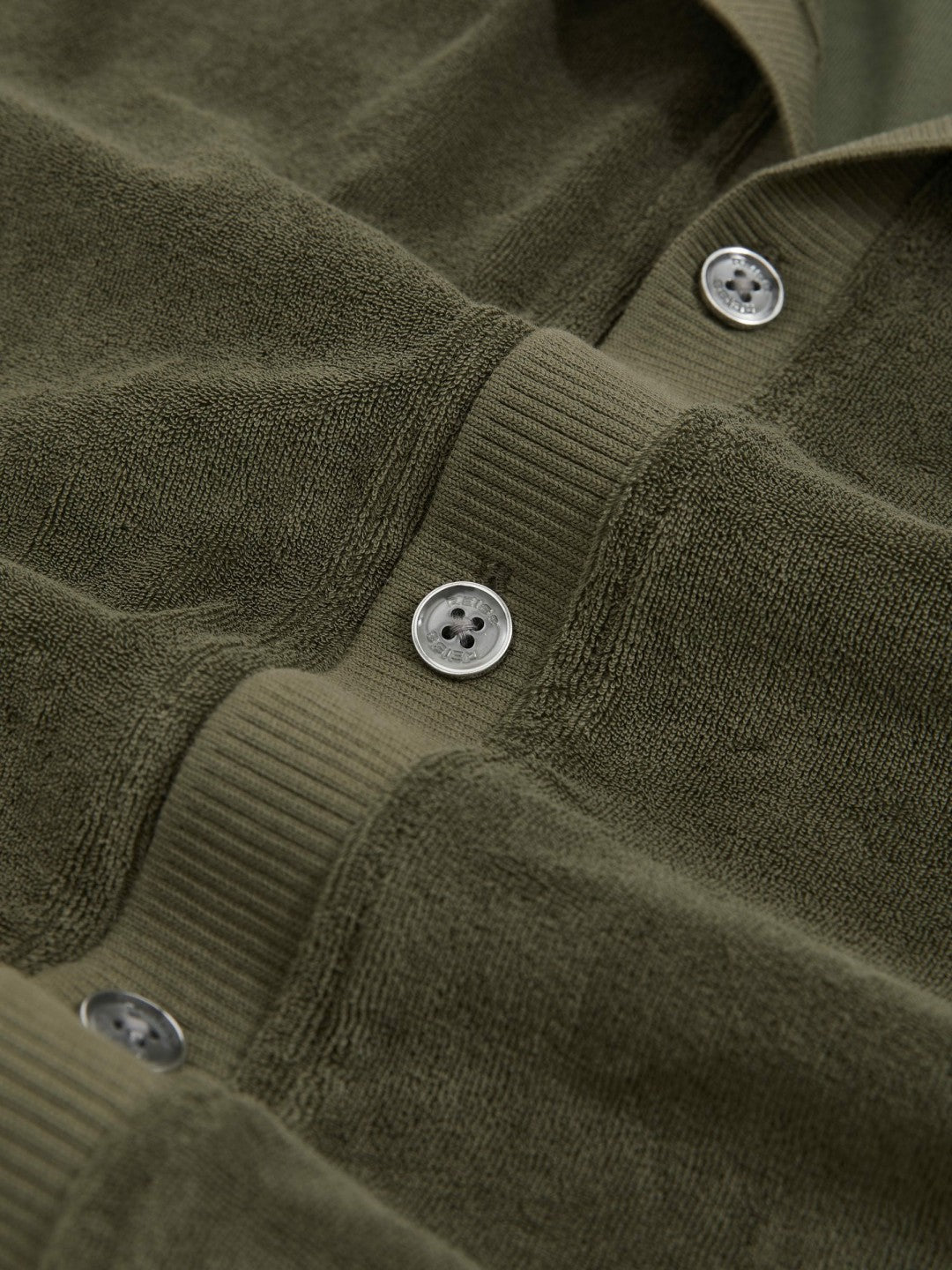 Cotton Blend Towelling Shirt in Green | Reiss Men Recommended