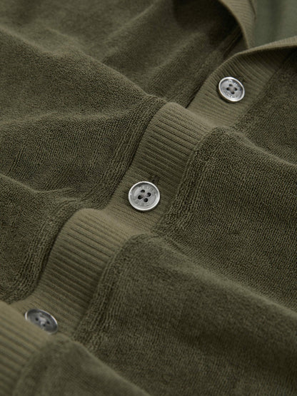 Cotton Blend Towelling Shirt in Green | Reiss Men Recommended