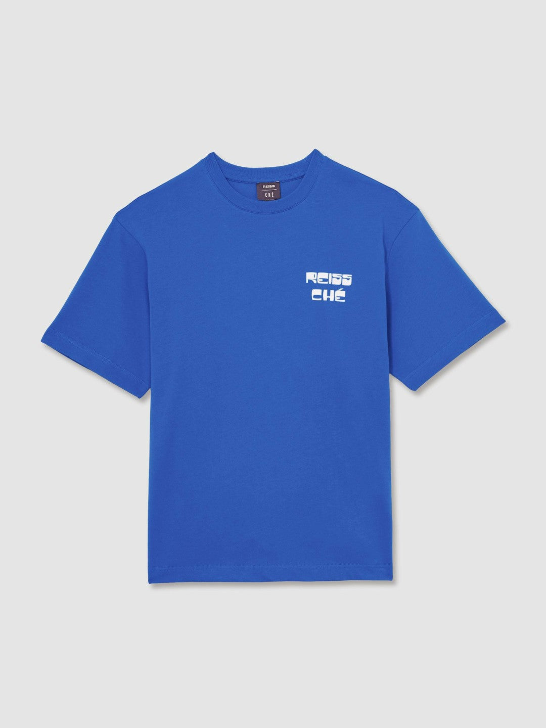 | Ché Cotton Palm-Print T-Shirt in Blue | Reiss Men Signature