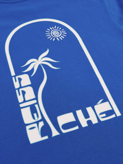 | Ché Cotton Palm-Print T-Shirt in Blue | Reiss Men Signature