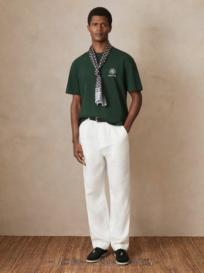| Ché Cotton Palm-Tree T-Shirt in Green | Reiss Men Trending