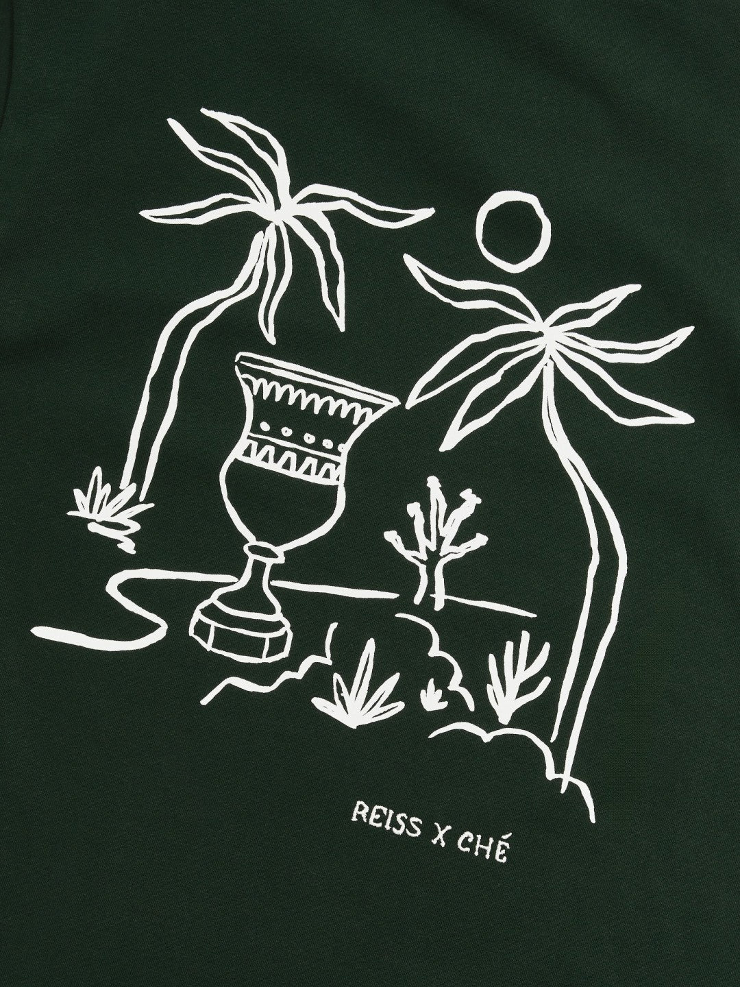 | Ché Cotton Palm-Tree T-Shirt in Green | Reiss Men Trending
