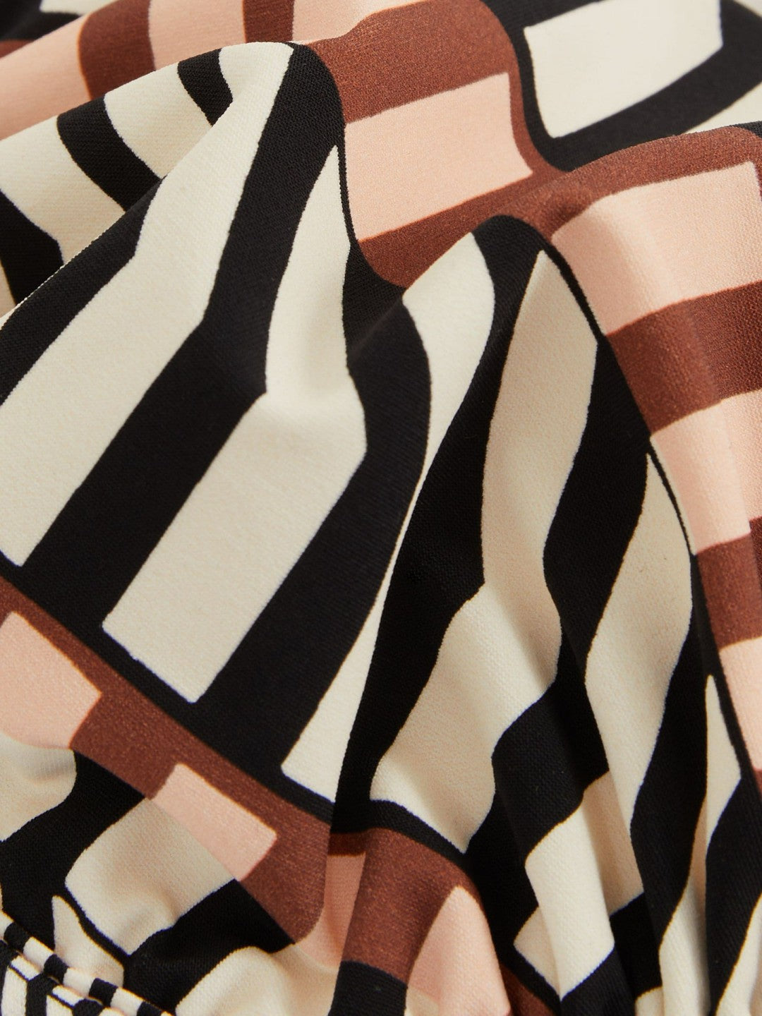 Chevron Stripe Underwired Bikini Top in Black/Brown | Reiss Women New