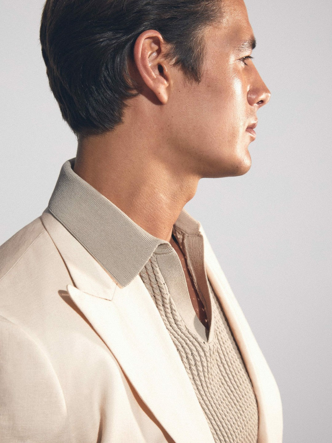Linen Double-Breasted Suit Slim-Fit Blazer in Stone | Reiss Men Premium