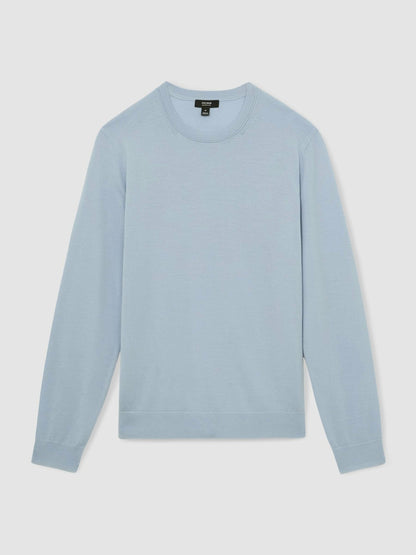Merino Wool Crew Neck Jumper in Soft Blue | Reiss Men Featured