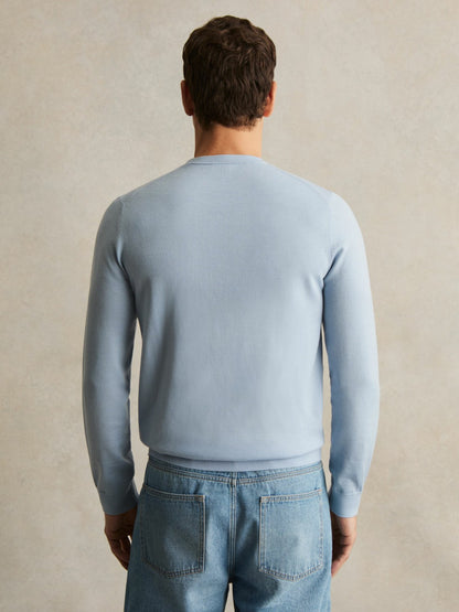 Merino Wool Crew Neck Jumper in Soft Blue | Reiss Men Featured