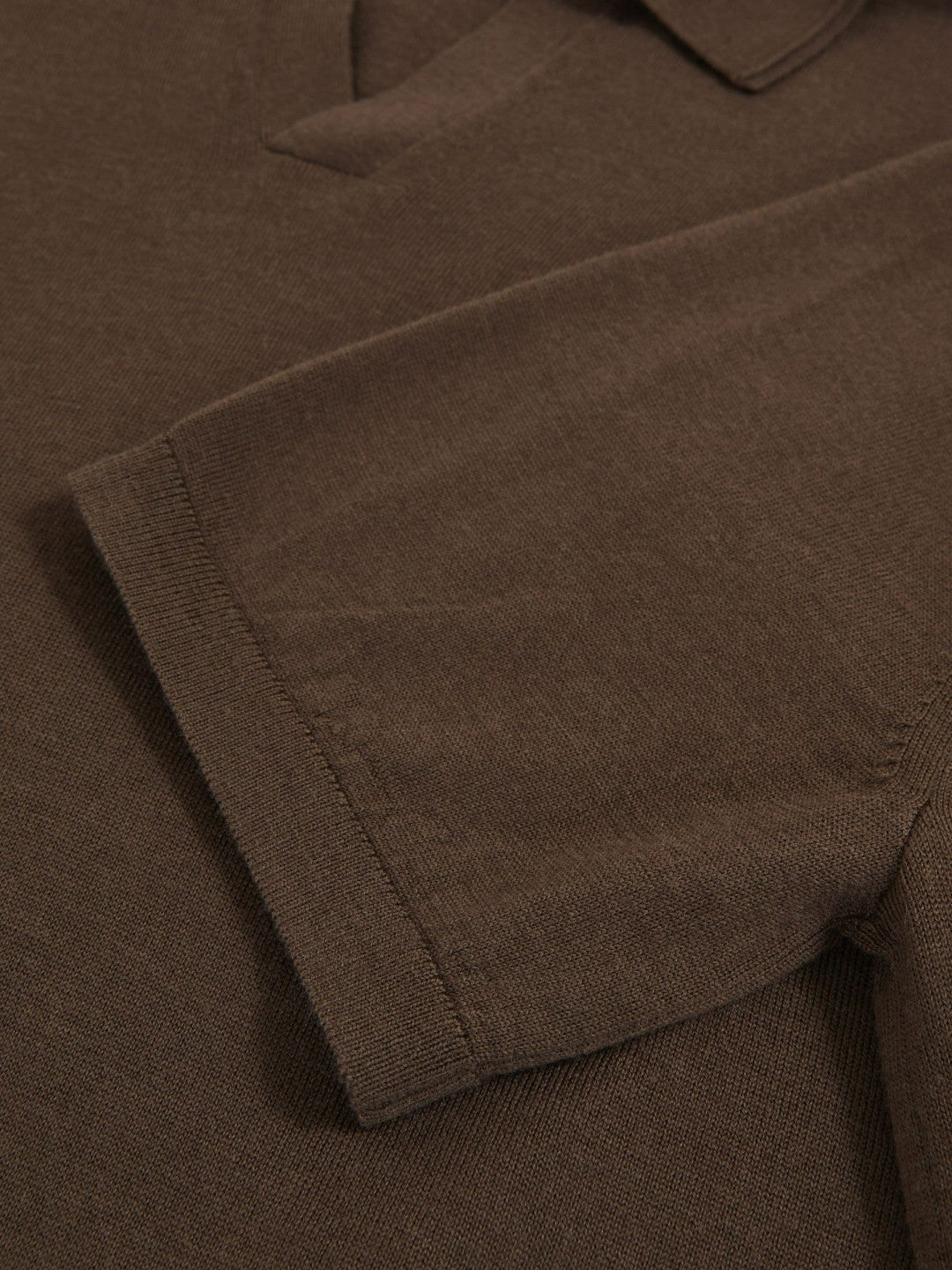 Merino Wool Open Collar Polo Shirt in Chocolate Brown | Reiss Men Premium