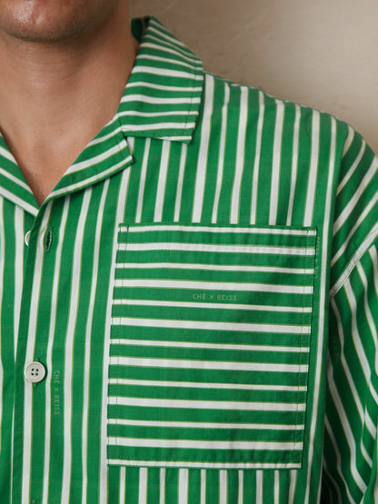 | Ché Poplin Stripe Pocket Shirt in Bright Green/White | Reiss Men Best Seller