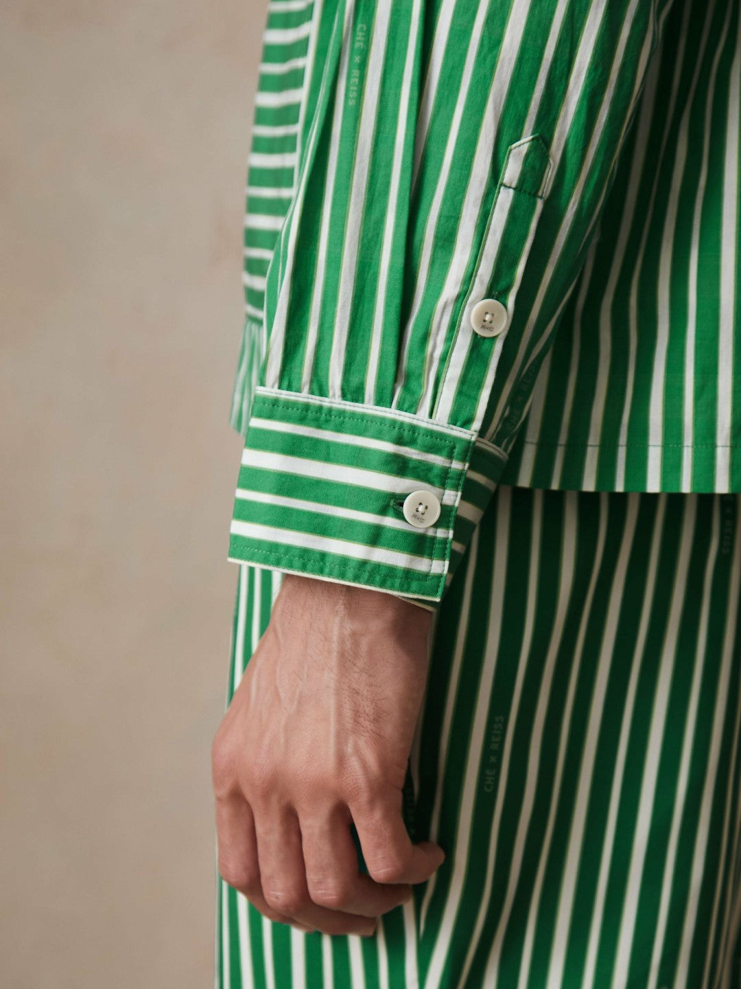 | Ché Poplin Stripe Pocket Shirt in Bright Green/White | Reiss Men Best Seller