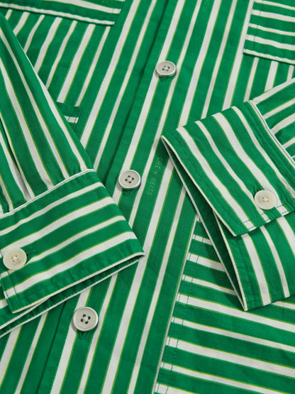| Ché Poplin Stripe Pocket Shirt in Bright Green/White | Reiss Men Best Seller