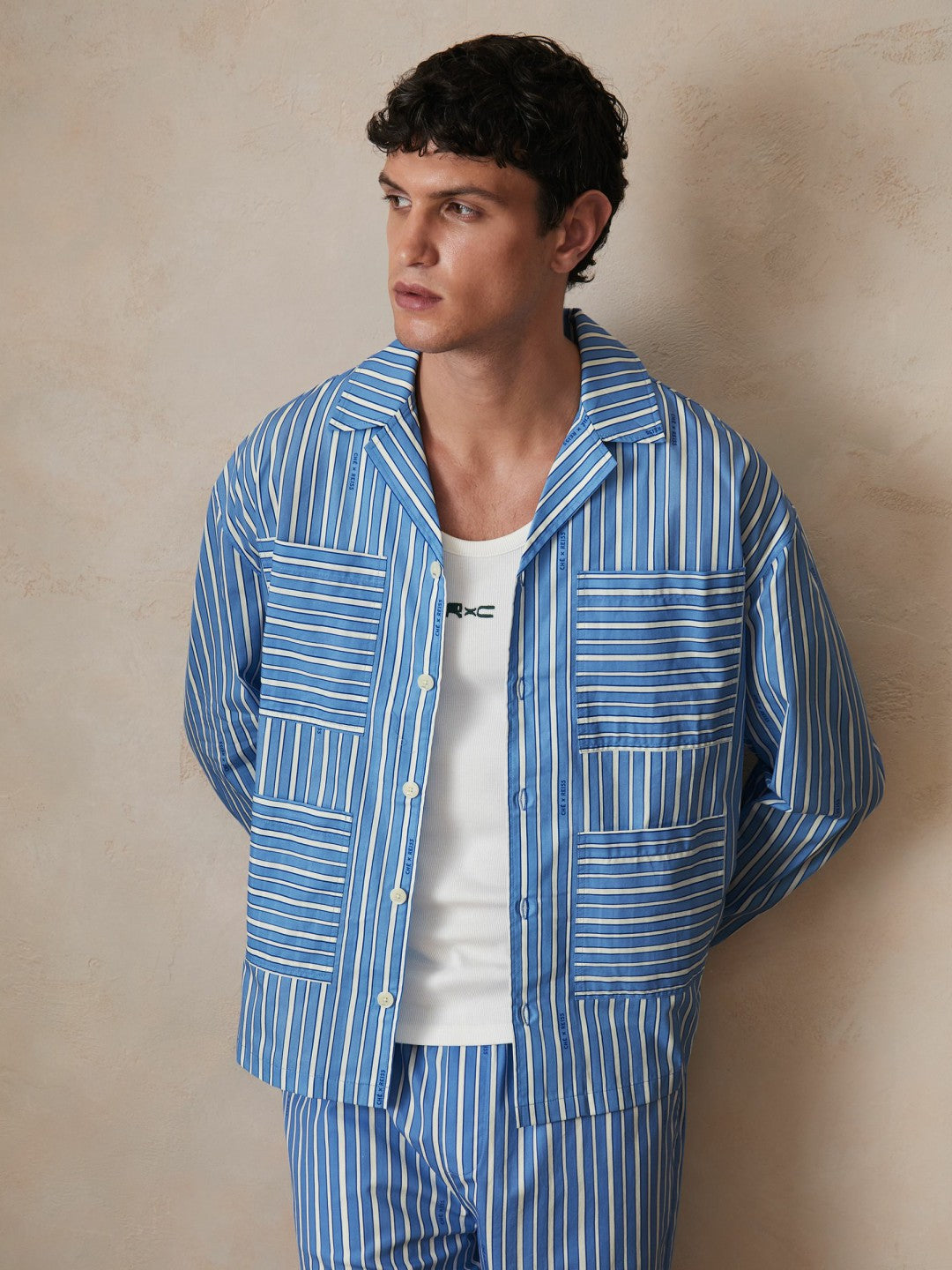 | Ché Poplin Stripe Pocket Shirt in Bright Blue/White | Reiss Men Best Seller
